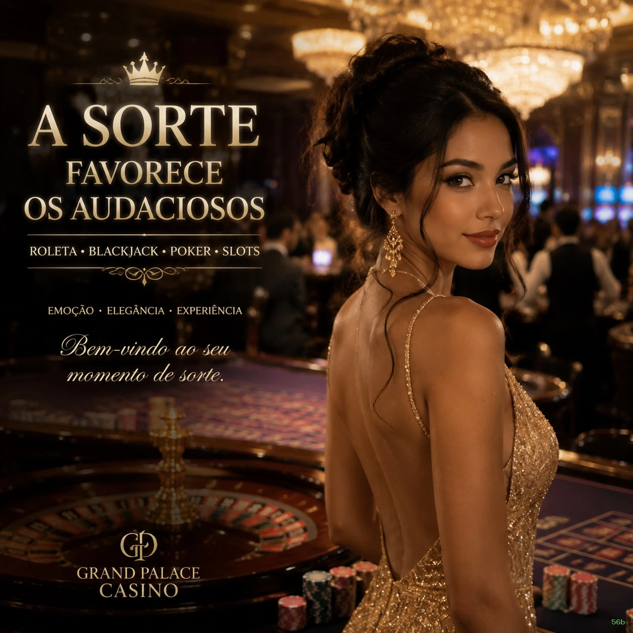 Imagem promocional da 56b mostrando a plataforma e suas vantagens